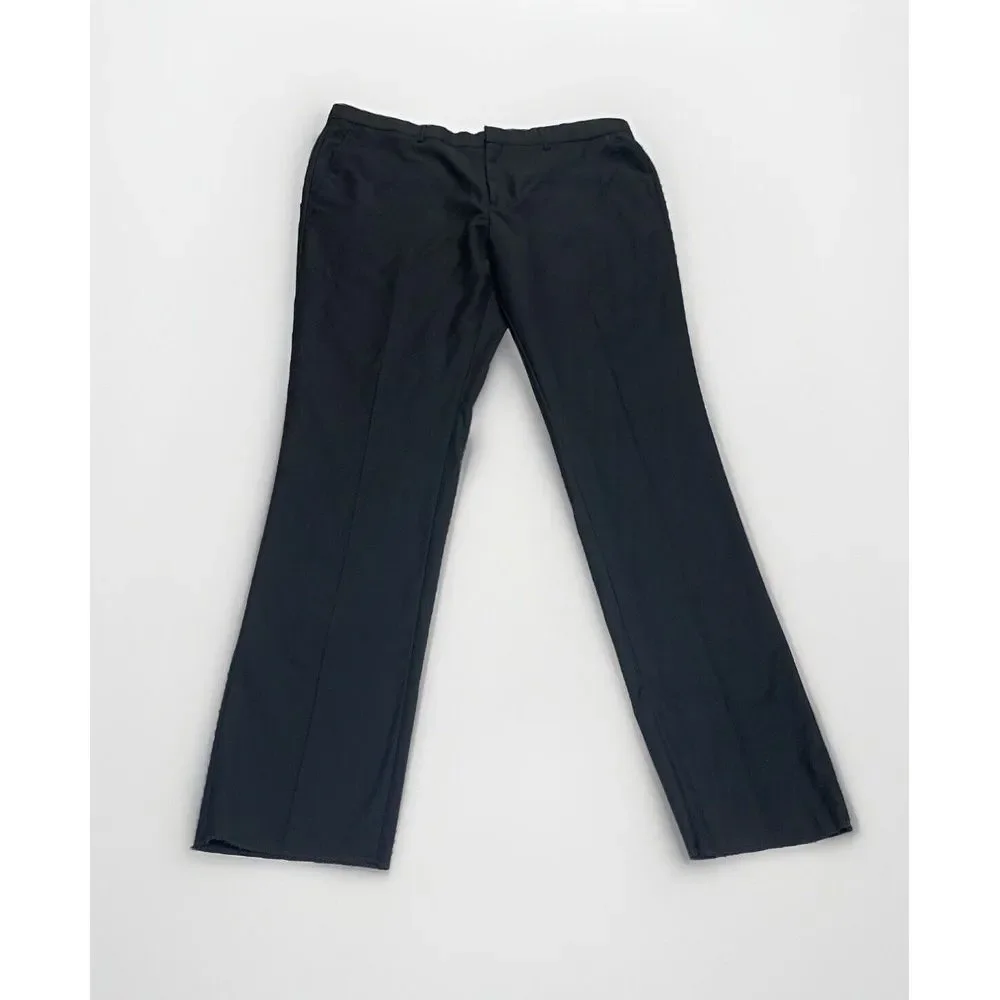 NEW $359 Vinci Philosophy Unfinished Black Flat Front Dress Pants Men Size 40X34